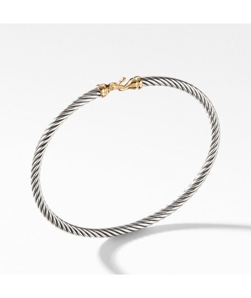 David Yurman Buckle Cable Bracelet with Gold Hook Clasp 3mm paiement sécurisé