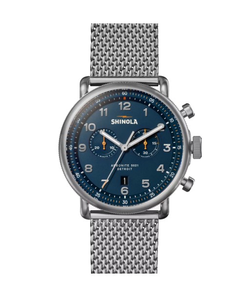 Shinola Canfield Model C56 2 Eye Chrono Quartz 43MM Continental Blue Dial Watch S0120292978 Les magasins à Paris et en Île-de-France