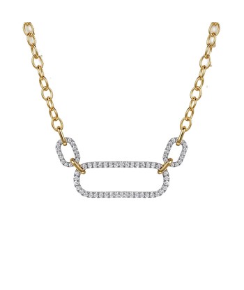 Gabriel & Co. 14K White & Yellow Gold Diamond Link Chain Necklace pas chere