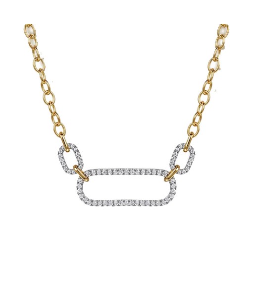 Gabriel & Co. 14K White & Yellow Gold Diamond Link Chain Necklace pas chere