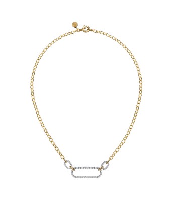 Gabriel & Co. 14K White & Yellow Gold Diamond Link Chain Necklace pas chere