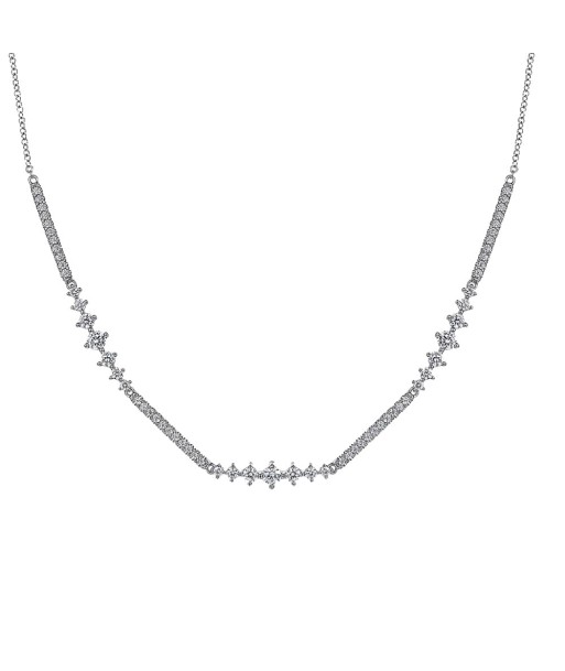 Gabriel 14k White Gold Bar and Prong-Set Diamond Necklace livraison gratuite