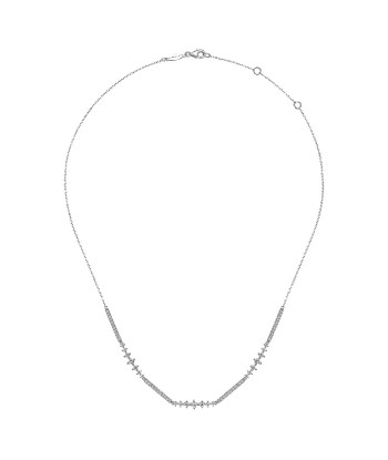 Gabriel 14k White Gold Bar and Prong-Set Diamond Necklace livraison gratuite