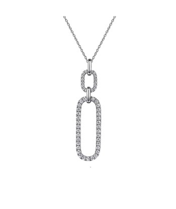 Gabriel 14K White Gold Diamond Link Chain Drop Pendant Necklace basket pas cher