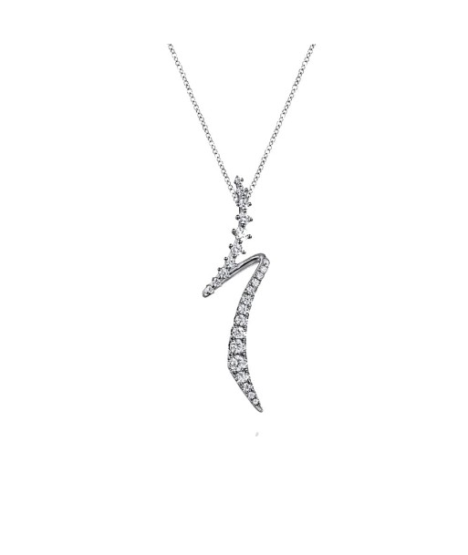 Gabriel 14K White Gold Graduating Diamond Bypass Swirl Pendant Necklace Faites des économies