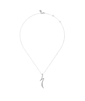 Gabriel 14K White Gold Graduating Diamond Bypass Swirl Pendant Necklace Faites des économies