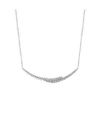 Gabriel 14K White Gold Graduating Diamond Bar Necklace france