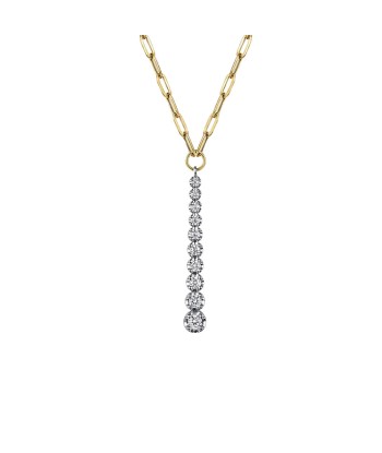 Gabriel 14K White and Yellow Gold Diamond Vertical Bar Link Necklace solde