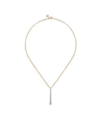 Gabriel 14K White and Yellow Gold Diamond Vertical Bar Link Necklace solde