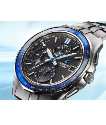 Casio Oceanus Manta Sapphire Blue Black OCWS7000D-1A Titanium Watch brillant des détails fins