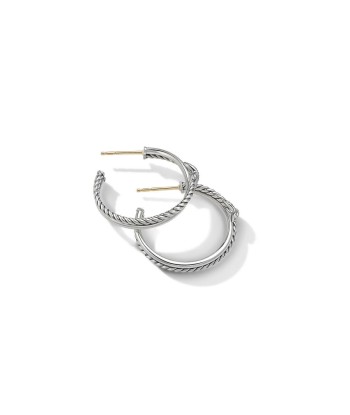 Pre-owned David Yurman Petite X Hoop Earrings with Pave Diamonds une grave pollution 