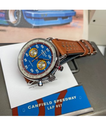 Shinola 44MM Limited Edition Canfield Speedway Horizon Blue Brown Leather Watch S0120291079 Lap 07 commande en ligne