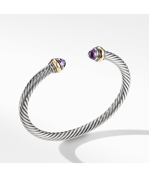 David Yurman 5MM Cable Classic Bracelet with Amethyst and Gold brillant des détails fins