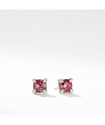 Pre-owned David Yurman Chatelaine 6MM Stud Earrings with Rhodalite Garnet and Diamonds la livraison gratuite