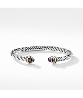 David Yurman 5MM Cable Classic Bracelet with Amethyst and Gold brillant des détails fins