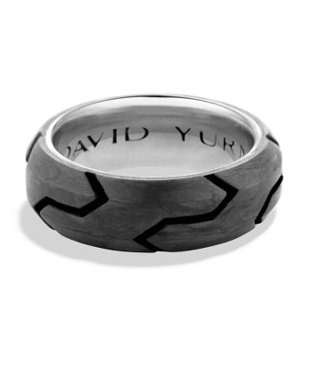 Pre-owned David Yurman Men's Forged Carbon Beveled Edge 8MM Band Size 13 Paris Déstockage Promo