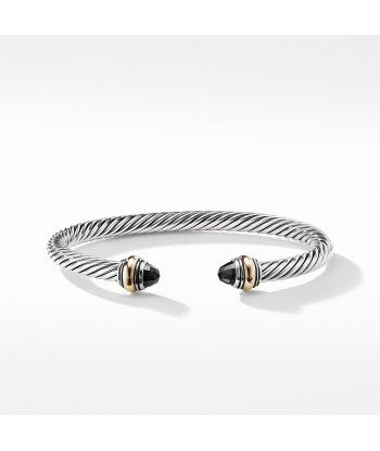 Pre-owned David Yurman 5MM Cable Classic Bracelet with Black Onyx and Gold en linge