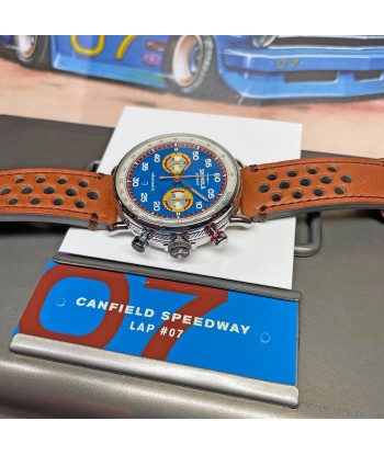 Shinola 44MM Limited Edition Canfield Speedway Horizon Blue Brown Leather Watch S0120291079 Lap 07 commande en ligne