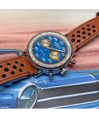 Shinola 44MM Limited Edition Canfield Speedway Horizon Blue Brown Leather Watch S0120291079 Lap 07 commande en ligne