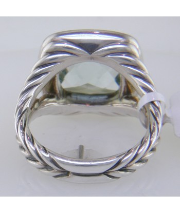 Pre-owned David Yurman Albion Prasiolite 11MM Ring with Diamonds, Split Shank la colonne vertébrale