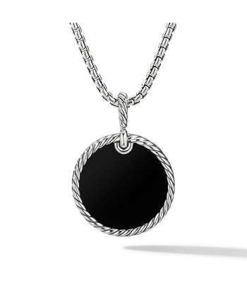 Pre-owned David Yurman Elements Onyx Disc Pendant with a Diamond Rim, 24MM prix