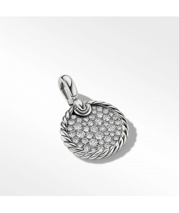 Pre-owned David Yurman Elements Disc Pendant with Pave Diamonds 17.5mm de technologie