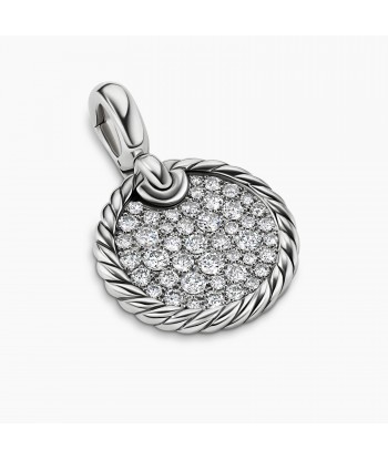 Pre-owned David Yurman Elements Disc Pendant with Pave Diamonds 17.5mm de technologie