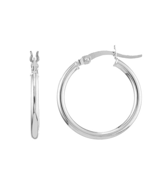 14K White Gold 2x20MM Hoop Earrings Comment ça marche