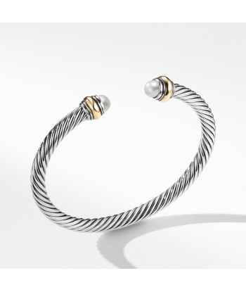 David Yurman 5MM Cable Classic Bracelet with Pearl and Gold en ligne