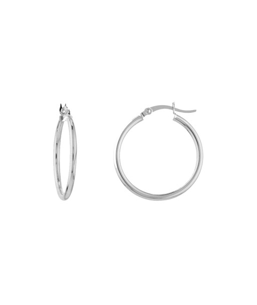 14K White Gold 2x25MM Hoop Earrings hantent personnes