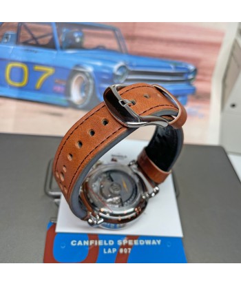 Shinola 44MM Limited Edition Canfield Speedway Horizon Blue Brown Leather Watch S0120291079 Lap 07 commande en ligne