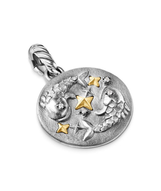 David Yurman Pisces Amulet in Sterling Silver with 18K Yellow Gold and Diamonds, 19mm Amélioration de cerveau avec