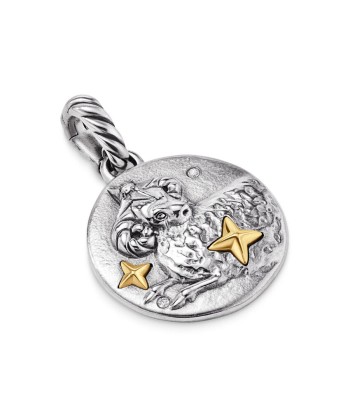 David Yurman Aries Amulet in Sterling Silver with 18K Yellow Gold and Diamonds, 19mm JUSQU'A -70%! 