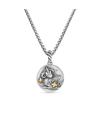 David Yurman Aries Amulet in Sterling Silver with 18K Yellow Gold and Diamonds, 19mm JUSQU'A -70%! 