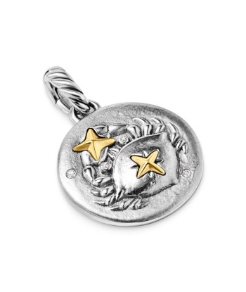 David Yurman Cancer Amulet in Sterling Silver with 18K Yellow Gold and Diamonds, 19mm pas chere