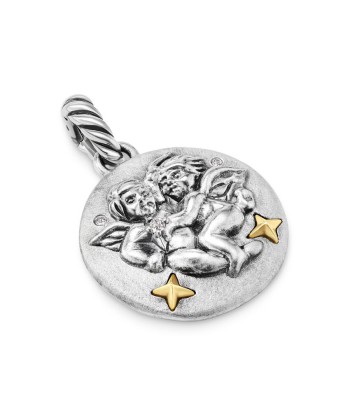 David Yurman Gemini Amulet in Sterling Silver with 18K Yellow Gold and Diamonds, 19mm Les magasins à Paris