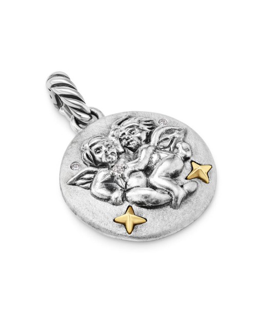 David Yurman Gemini Amulet in Sterling Silver with 18K Yellow Gold and Diamonds, 19mm Les magasins à Paris