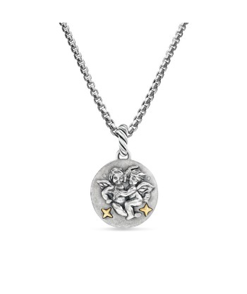 David Yurman Gemini Amulet in Sterling Silver with 18K Yellow Gold and Diamonds, 19mm Les magasins à Paris