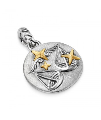 David Yurman Libra Amulet in Sterling Silver with 18K Yellow Gold and Diamonds, 19mm d'Europe débarque