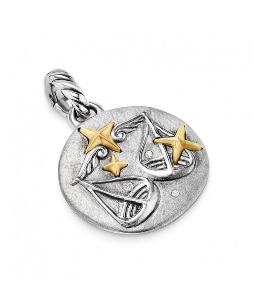 David Yurman Libra Amulet in Sterling Silver with 18K Yellow Gold and Diamonds, 19mm d'Europe débarque