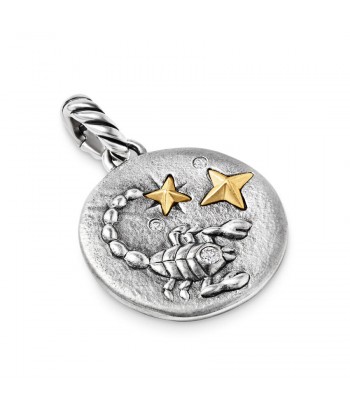 David Yurman Scorpio Amulet in Sterling Silver with 18K Yellow Gold and Diamonds, 19mm Pour