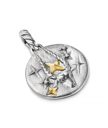 David Yurman Capricorn Amulet in Sterling Silver with 18K Yellow Gold and Diamonds, 19mm pour bénéficier 