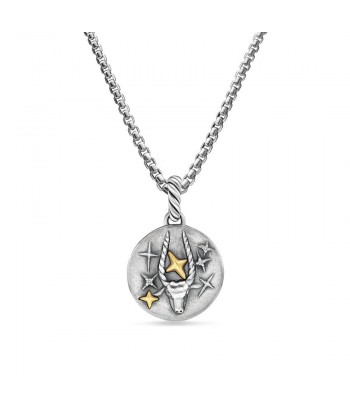 David Yurman Capricorn Amulet in Sterling Silver with 18K Yellow Gold and Diamonds, 19mm pour bénéficier 