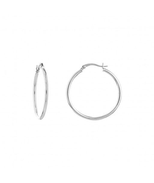 14K White Gold 2x30MM Hoop Earrings Comment ça marche