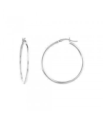 14K White Gold 2x35MM Hoop Earrings commande en ligne