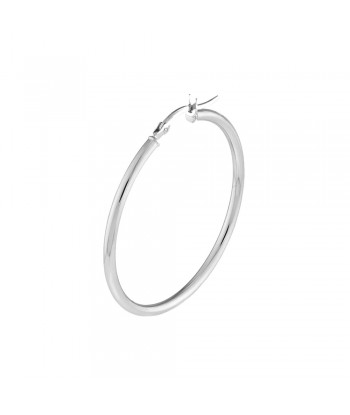 14K White Gold 2x35MM Hoop Earrings commande en ligne