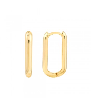 14K Yellow Gold Oblong Mini Hoop Earrings, 20MM Par le système avancé 