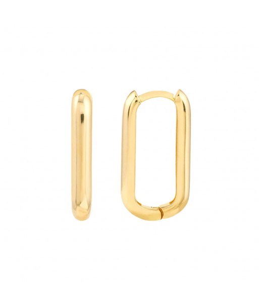 14K Yellow Gold Oblong Mini Hoop Earrings, 20MM Par le système avancé 