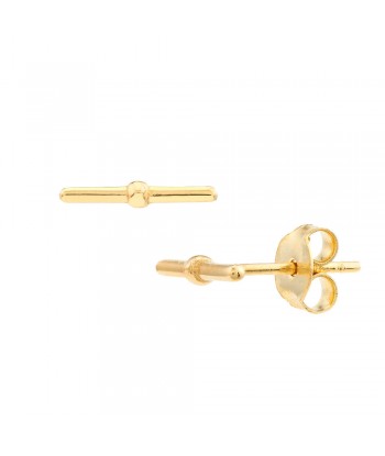 14K Yellow Gold Bar Stud with a Rondelle Earrings français