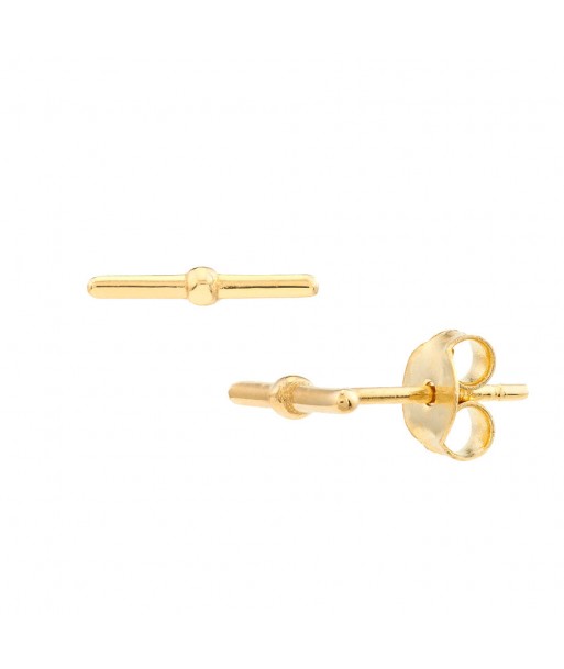 14K Yellow Gold Bar Stud with a Rondelle Earrings français